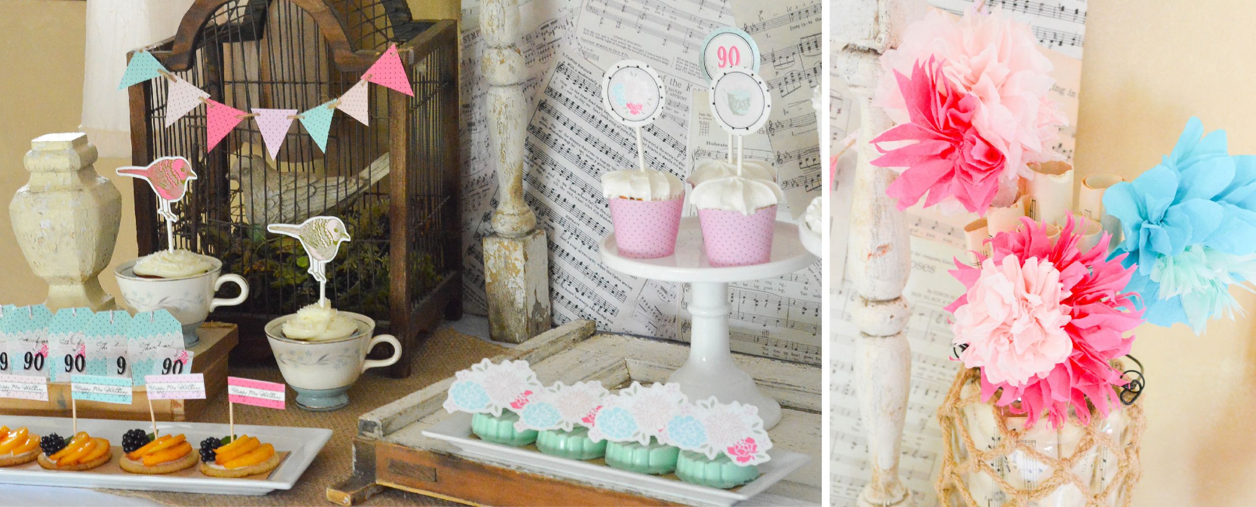 Shabby Chic Birthday Party Decorations
 A Shabby Chic Vintage Rose 90th Birthday Celebration