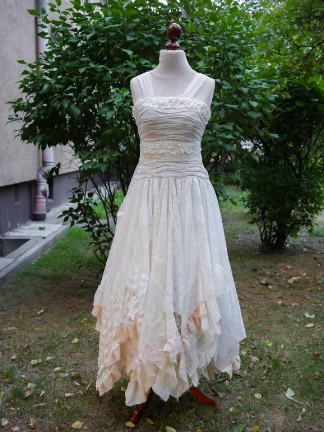Shabby Chic Wedding Dresses
 Upcycled Wedding Dress Fairy Tattered Romantic Dress