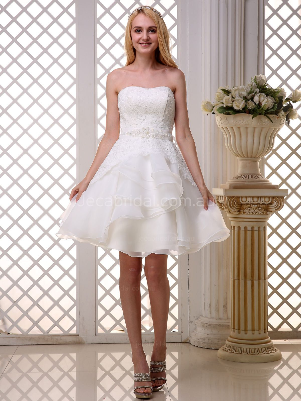 Shabby Chic Wedding Dresses
 Mini Length Shabby Chic Wedding Dress W1025