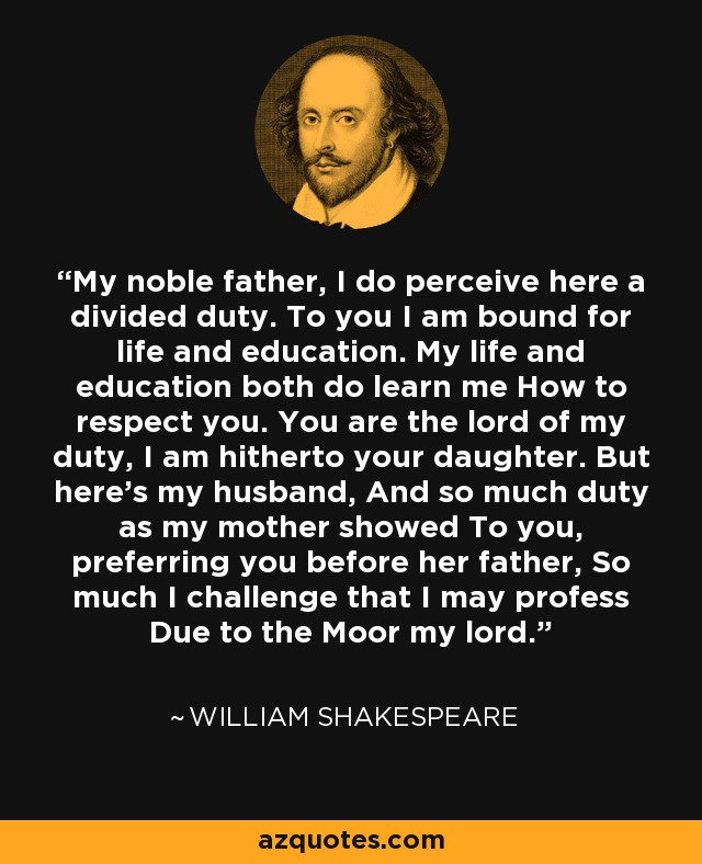 Shakespeare Quotes About Mothers
 William Shakespeare quote My noble father I do perceive