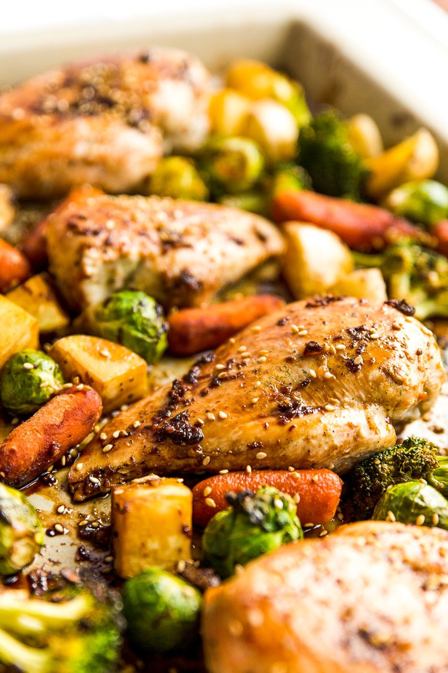 Sheet Pan Chicken Dinner
 Honey Ginger Chicken Sheet Pan Dinner