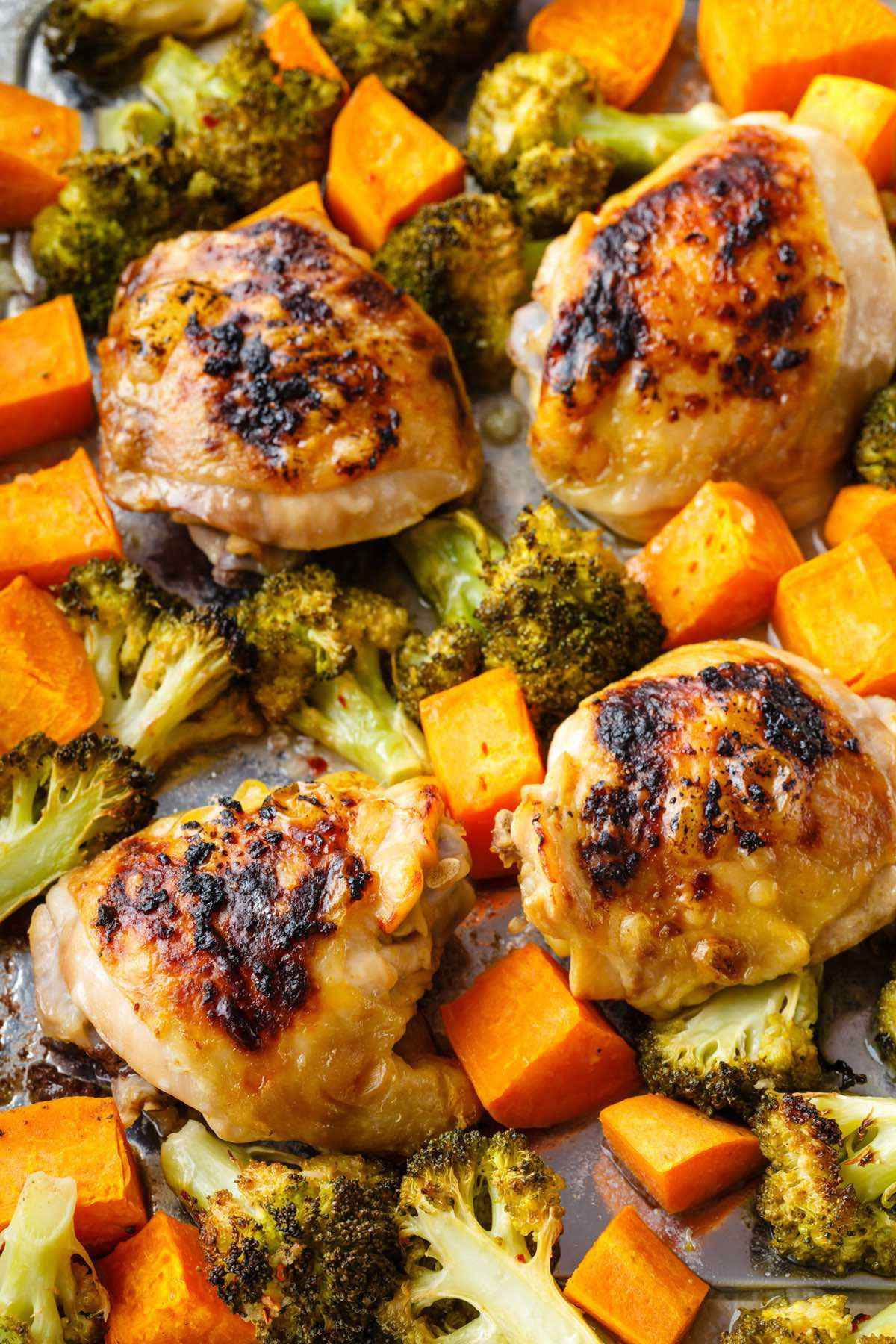 Sheet Pan Chicken Thighs And Broccoli
 Sheet Pan Chicken Thighs with Sweet Potato and Broccoli