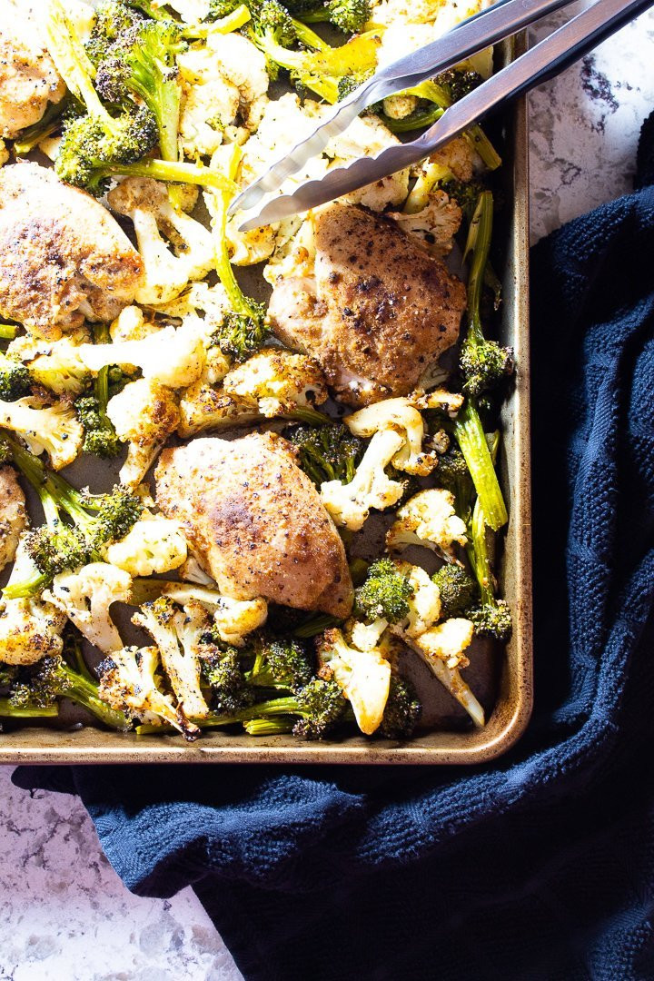 Sheet Pan Chicken Thighs And Broccoli
 Sheet Pan Chicken Thighs with Broccoli & Cauliflower