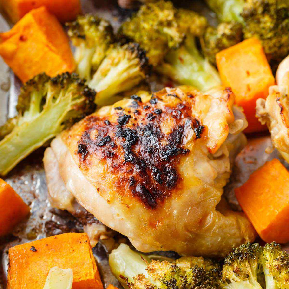 Sheet Pan Chicken Thighs And Broccoli
 Sheet Pan Chicken Thighs with Sweet Potato and Broccoli