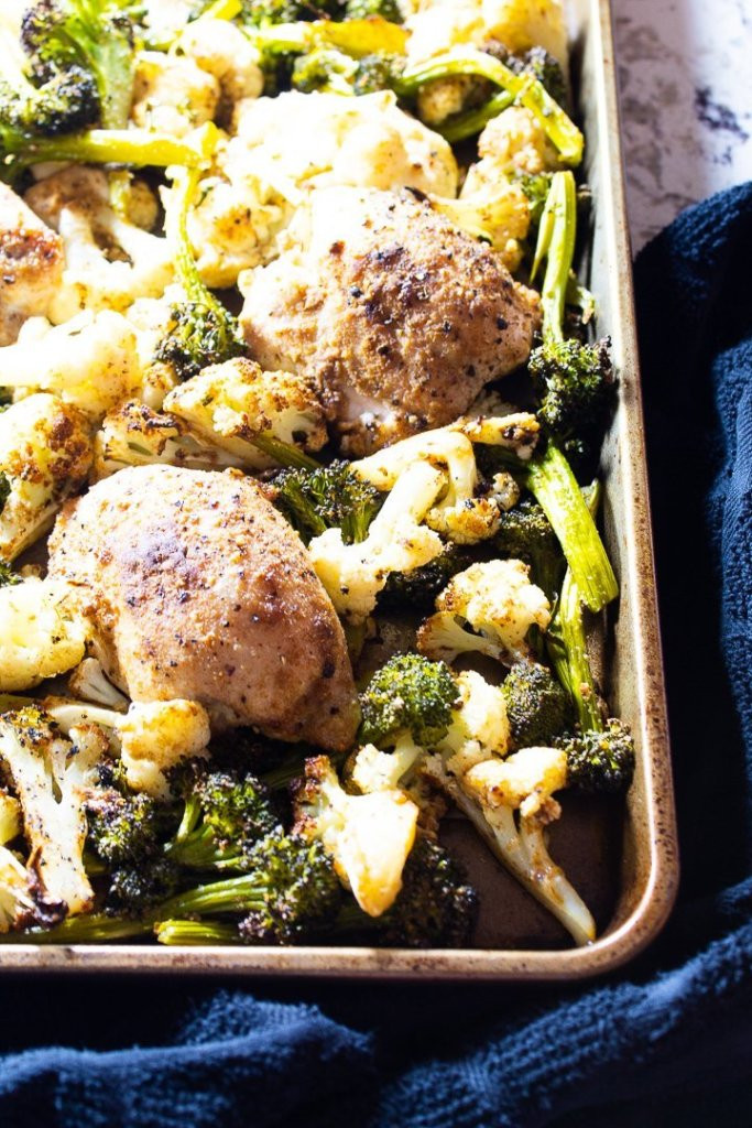 Sheet Pan Chicken Thighs And Broccoli
 Sheet Pan Chicken Thighs with Broccoli & Cauliflower