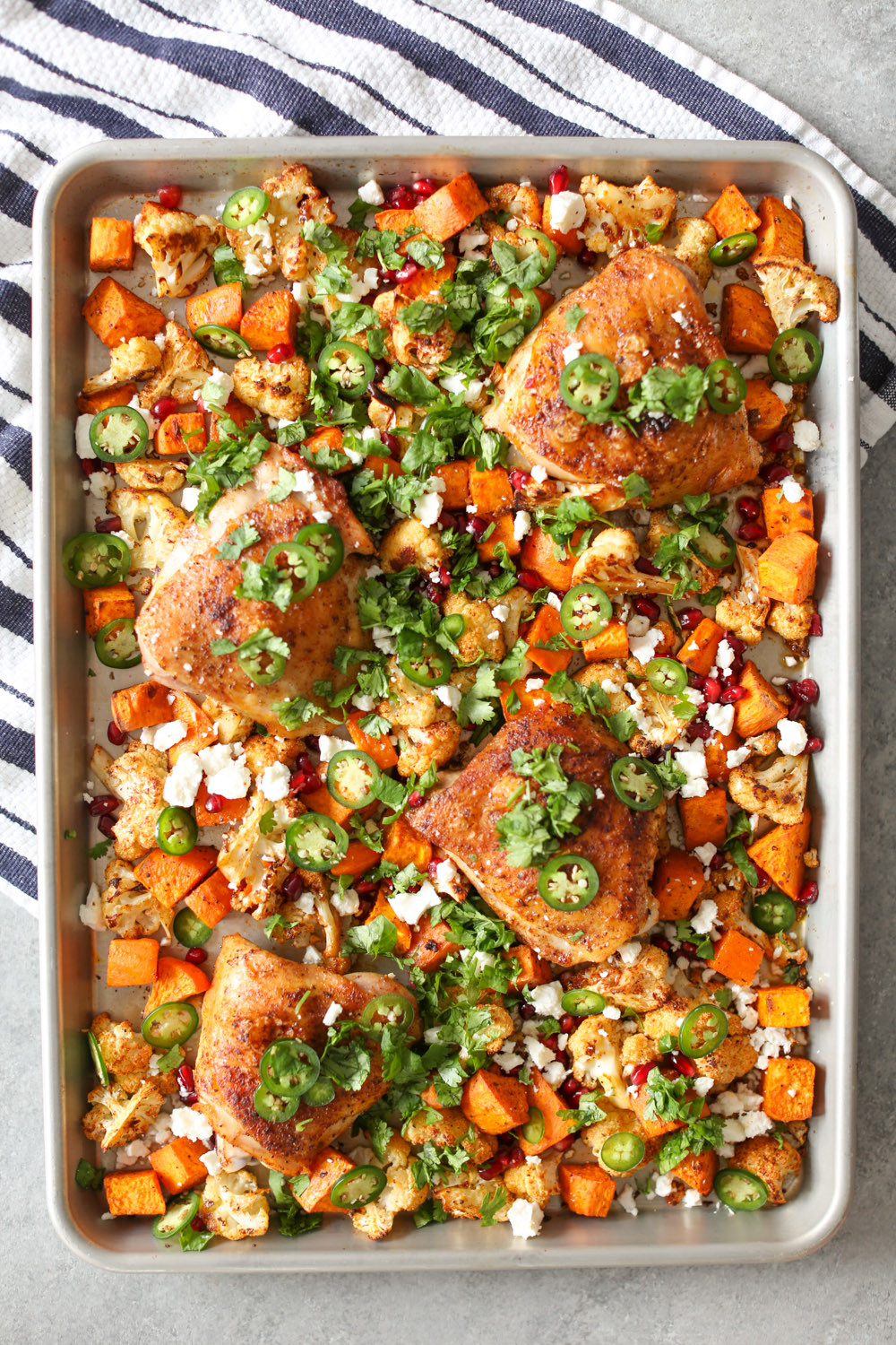 Sheet Pan Chicken Thighs And Potatoes
 Sheet Pan Chicken Thighs with Cauliflower Sweet Potato