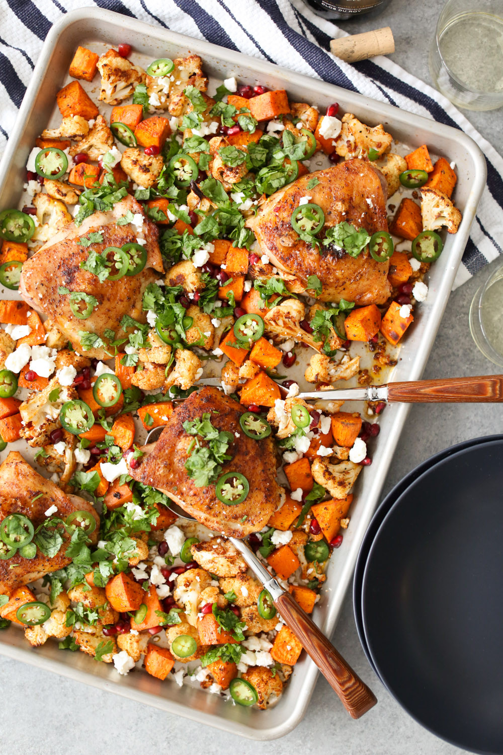 Sheet Pan Chicken Thighs And Potatoes
 Sheet Pan Chicken Thighs with Cauliflower Sweet Potato