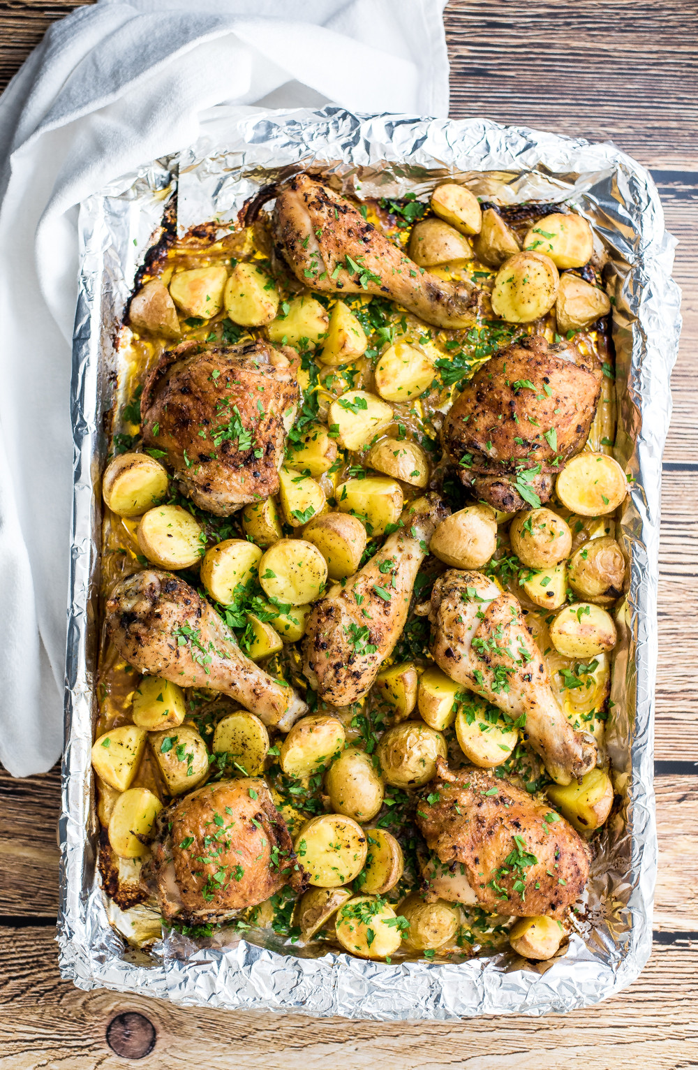 Sheet Pan Dinners
 Spicy Garlic Chicken and Potatoes Sheet Pan Dinner