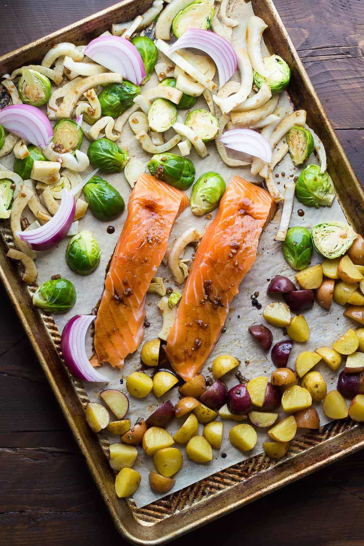 Sheet Pan Dinners
 Mediterranean Salmon Sheet Pan Dinner