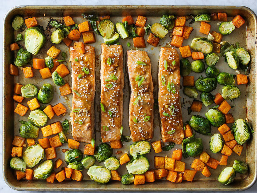 Sheet Pan Dinners
 Sheet Pan Honey Soy Salmon Dinner Recipe Cooking Light