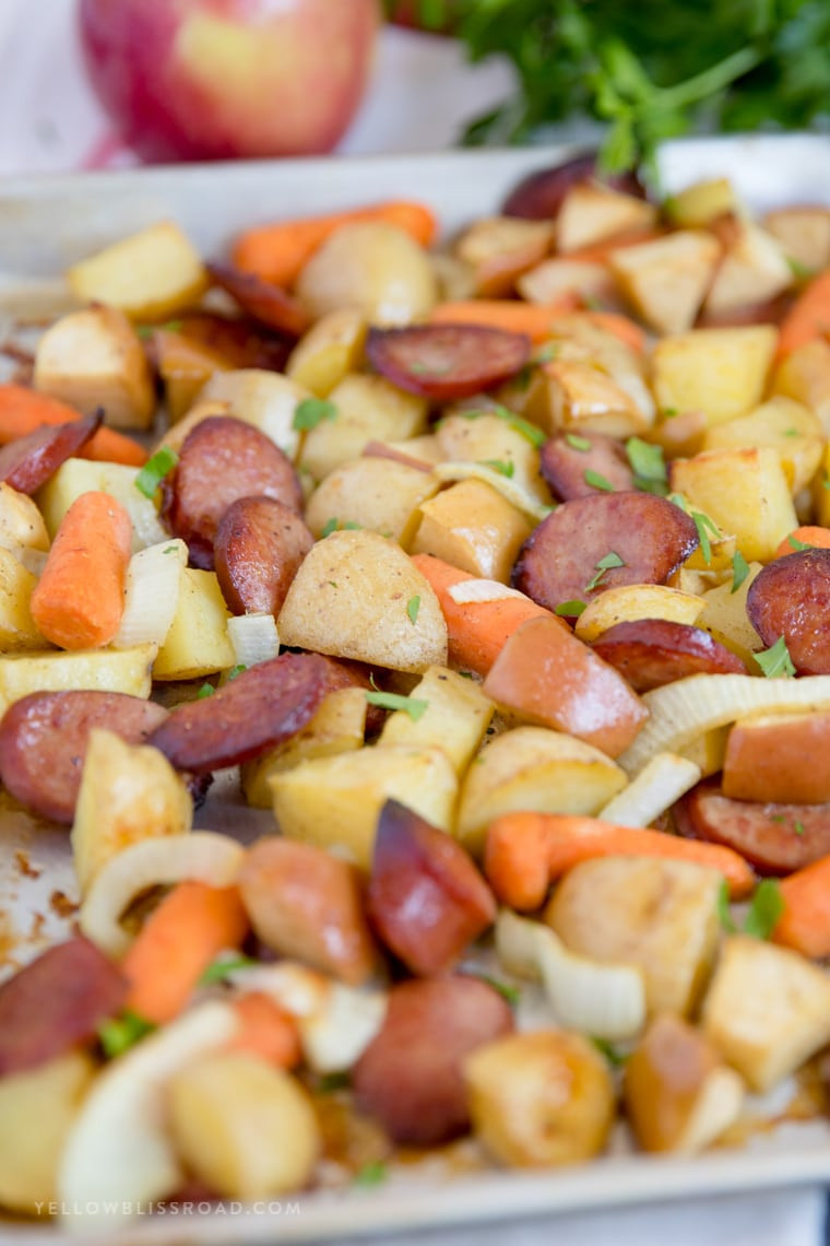 Sheet Pan Dinners Sausage
 Smoked Sausage & Apple Sheet Pan Dinner