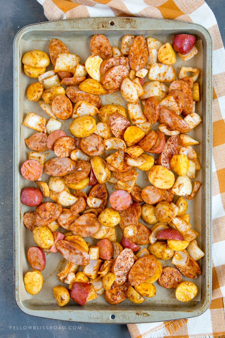 Sheet Pan Dinners Sausage
 EASY Smoked Sausage and Potato Sheet Pan Dinner