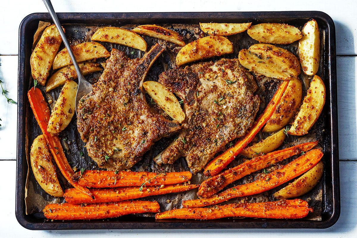 Sheet Pan Pork Chops And Potatoes
 Sheet Pan Pork Chops Recipe with Carrots and Maple Dijon