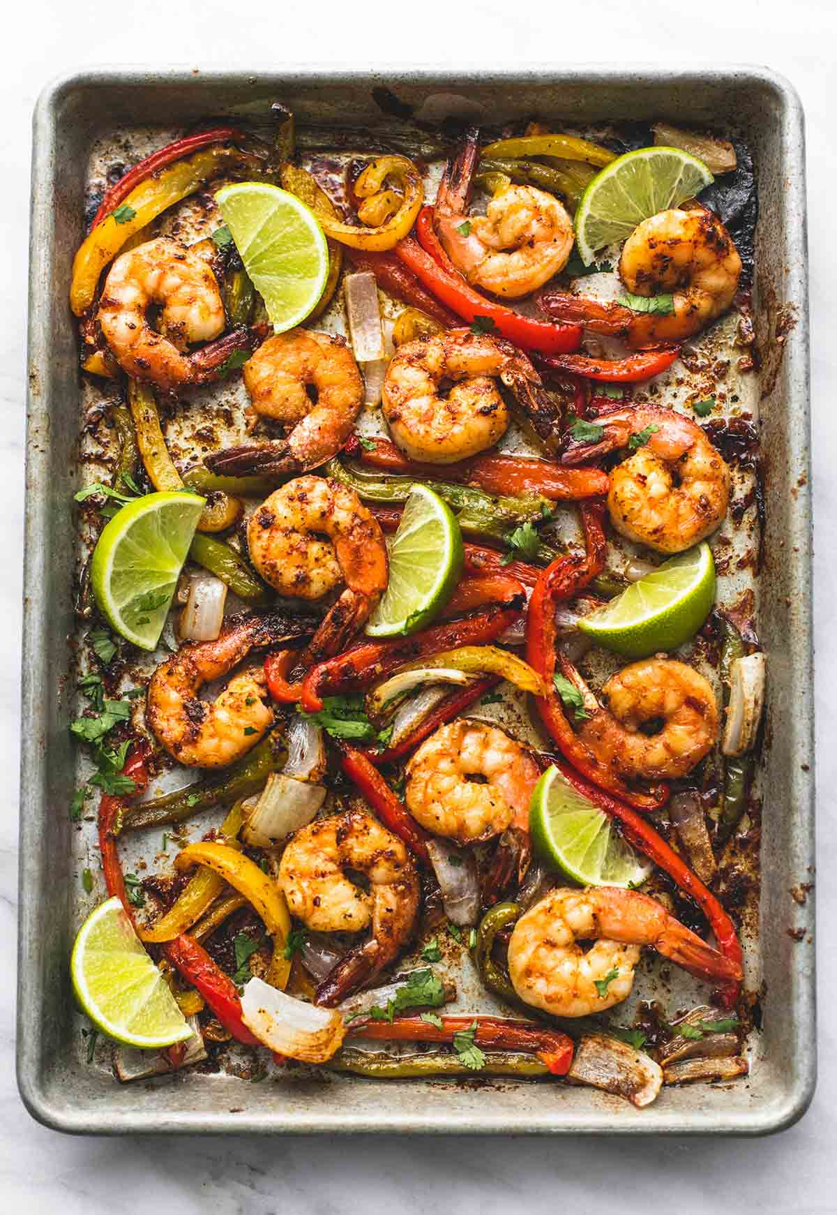 Sheet Pan Shrimp Fajitas
 Sheet Pan Chili Lime Shrimp Fajitas