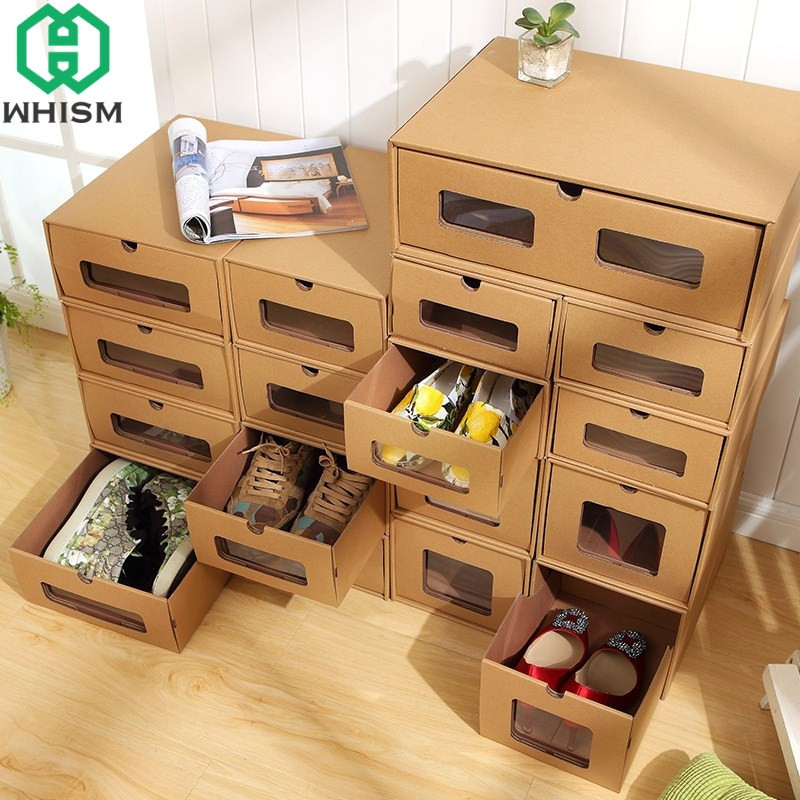 Shoe Organizer DIY
 WHISM DIY Kraft Paper Shoe Storage Box Sports Shoes Holder