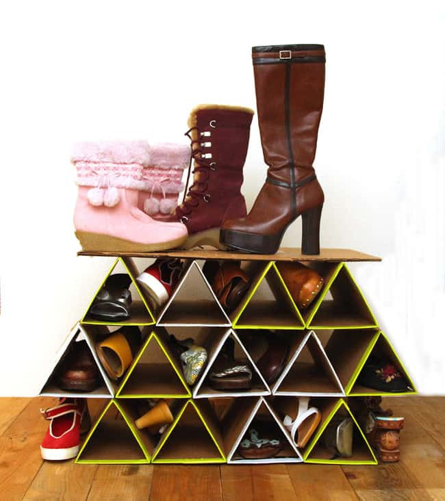 Shoes Organizer DIY
 Super Space Saving DIY Shoe Rack for $0 A Piece