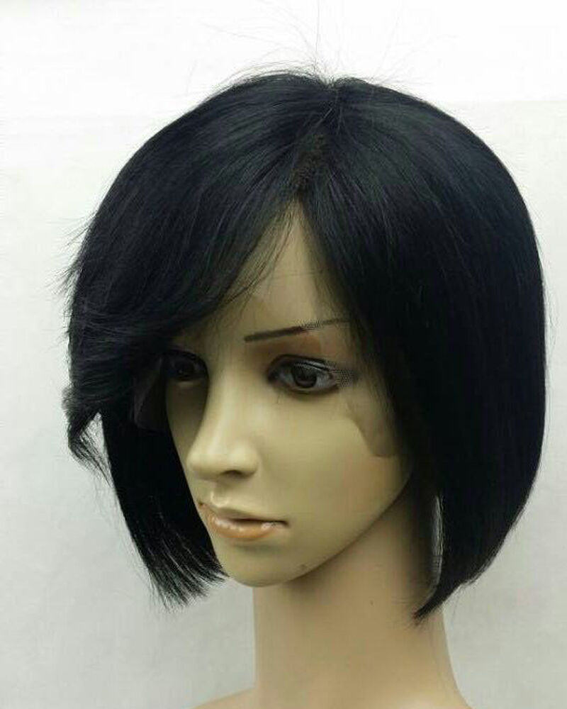 Short Black Hairstyle Wigs
 Short Layered Natural Black Human Hair Full Lace Wig
