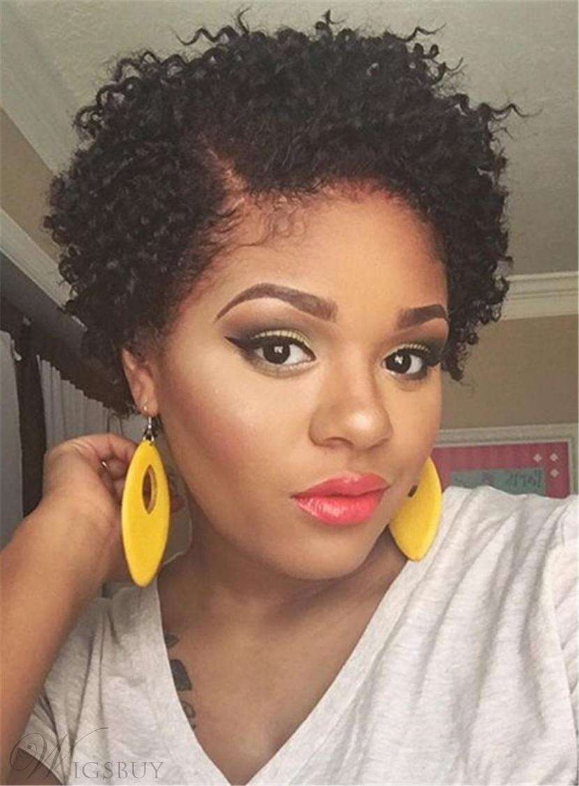 Short Black Hairstyle Wigs
 Pixie Kinky Curly Short Natural Black Synthetic Hair For