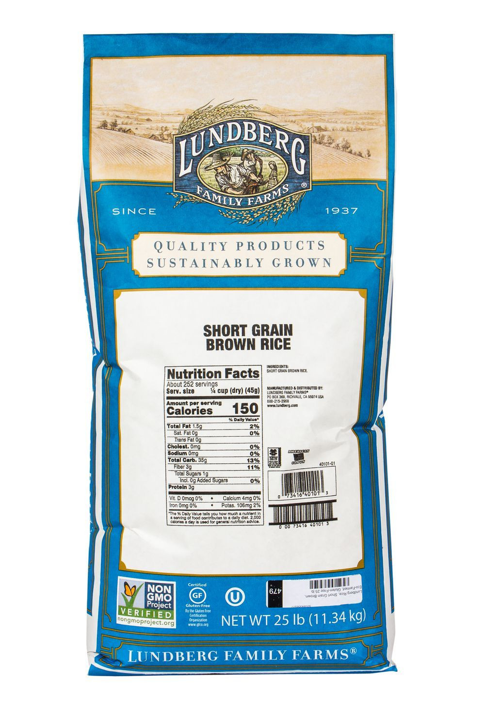 Short Grain Brown Rice Nutrition
 Lundberg Eco Farmed Short Grain Brown Rice Gluten Free