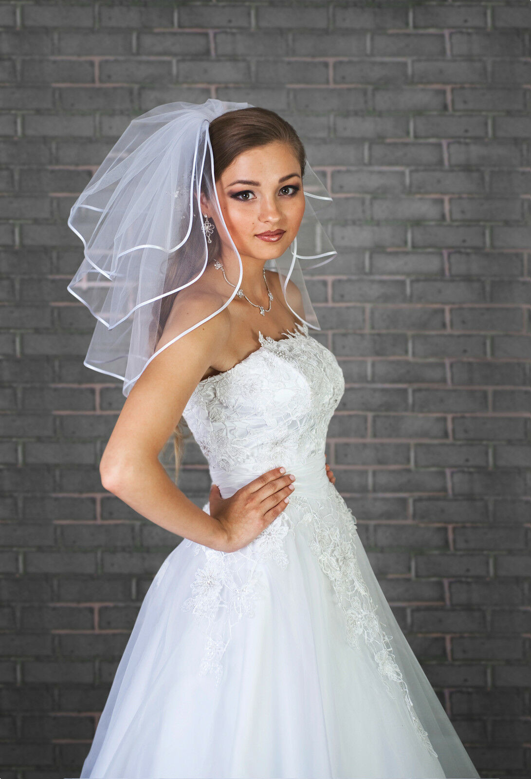 Short Vintage Wedding Veils
 New Womens 3 Tier Ivory White Wedding Bridal Short Satin