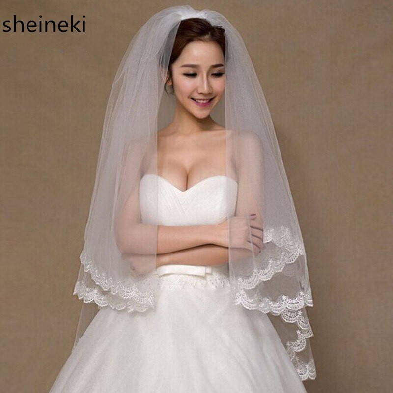 Short Vintage Wedding Veils
 Voile Mariage 1 5M White Ivory Tulle Short Wedding Veils