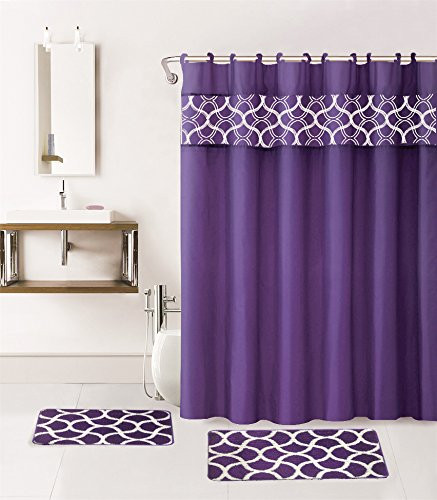 Shower Curtains Bathroom Sets
 Gorgeous Home 15PC PURPLE GEOMETRIC DESIGN BATHROOM BATH