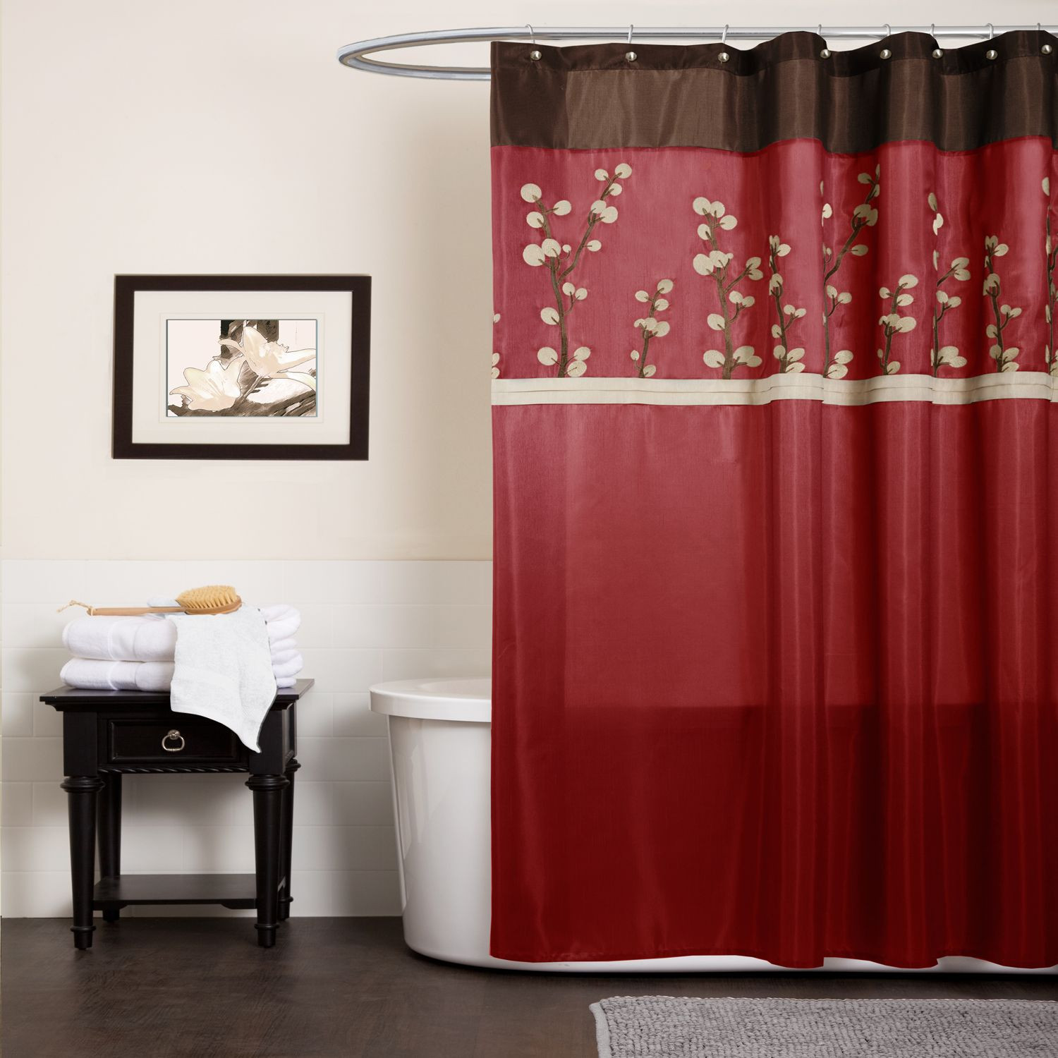 Shower Curtains Bathroom Sets
 Lush Decor Cocoa Flower Red Shower Curtain Home Bed