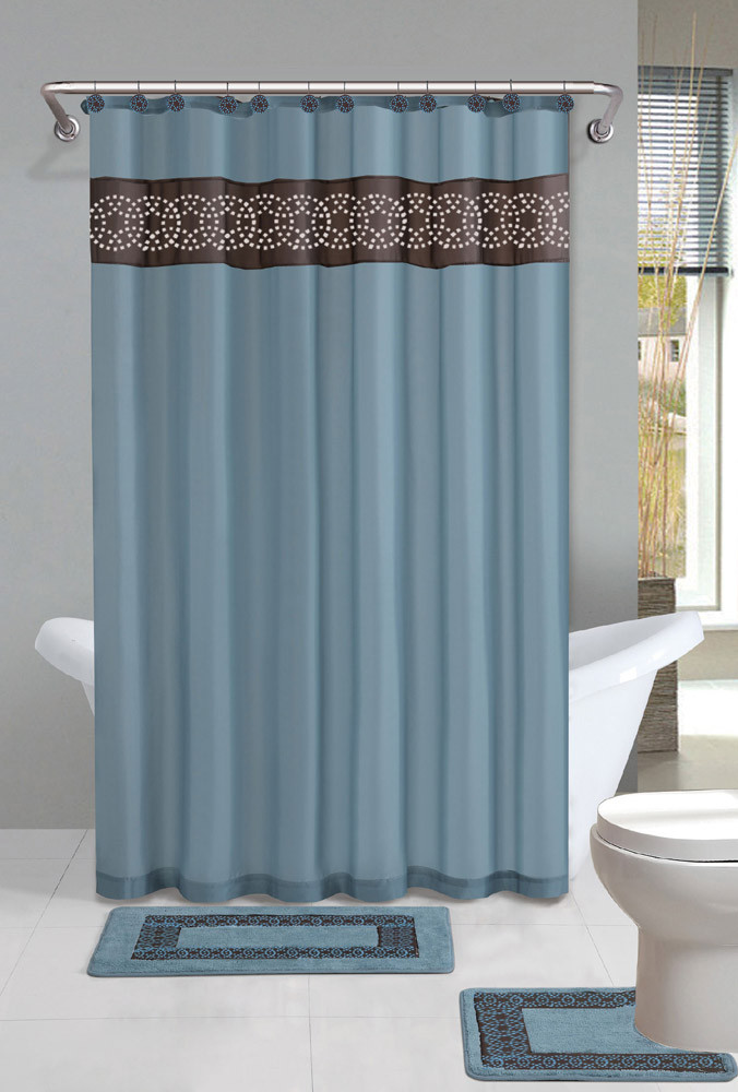 Shower Curtains Bathroom Sets
 Contemporary Bath Shower Curtain 15 Pcs Modern Bathroom