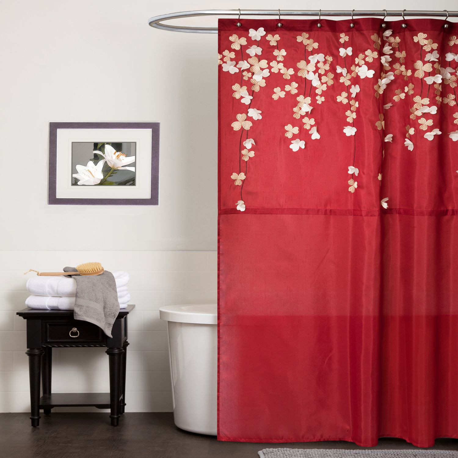 Shower Curtains Bathroom Sets
 Lush Decor Flower Drop Red Shower Curtain Home Bed