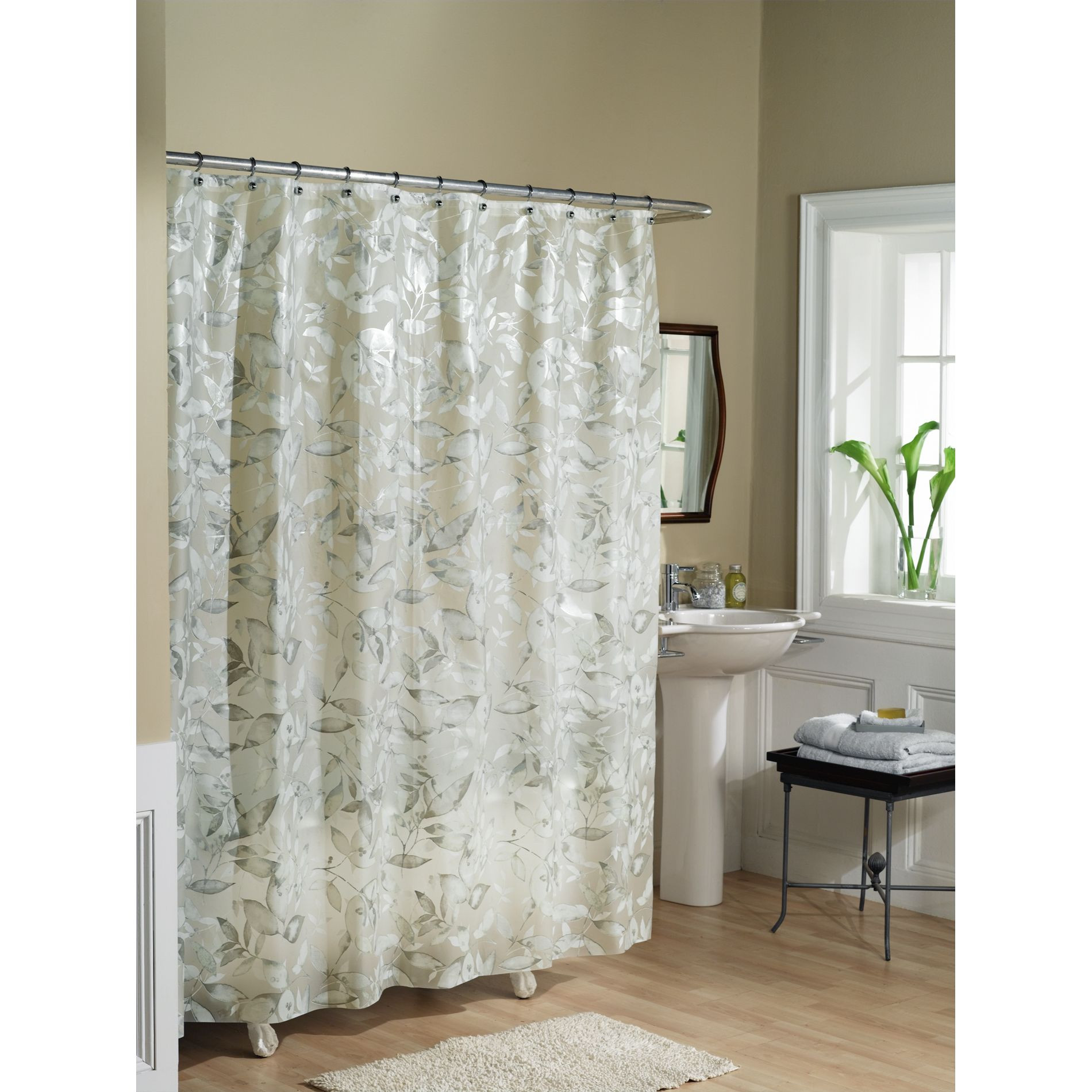 Shower Curtains Bathroom Sets
 Essential Home Shower Curtain Tea Leaves Vinyl PEVA Home