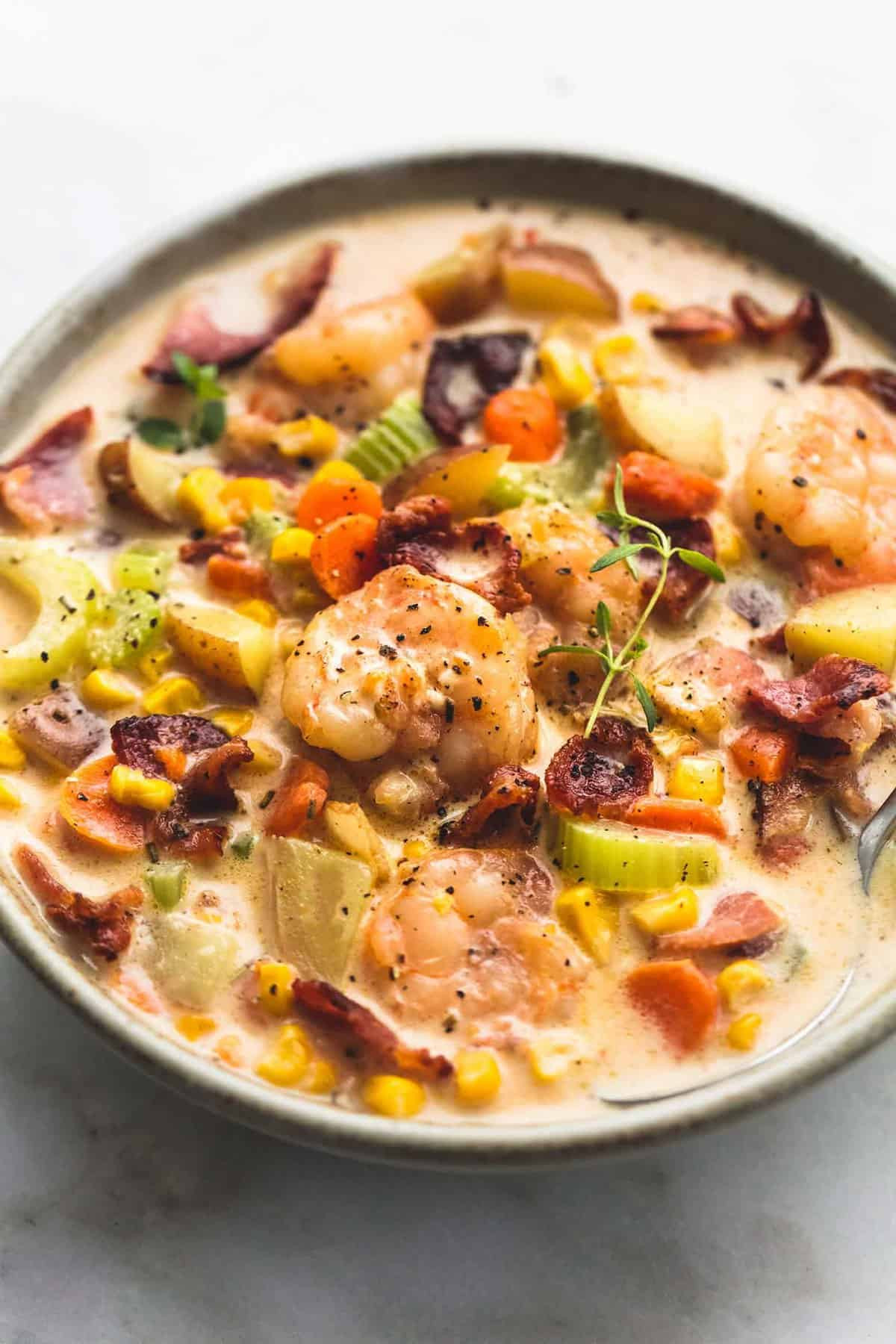 Shrimp And Corn Soup
 Shrimp and Bacon Corn Chowder