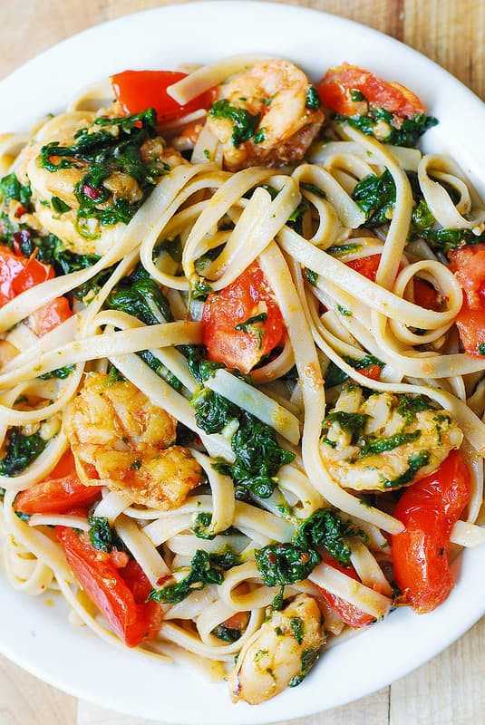 Shrimp And Tomato Pasta
 Shrimp Tomato Spinach Pasta in Garlic Butter Sauce Julia