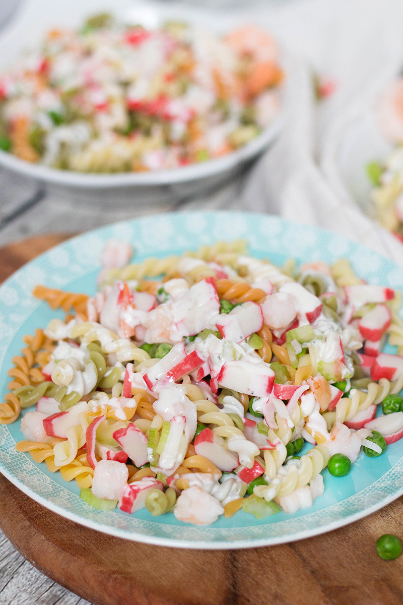 Shrimp Crab Salad
 Seafood Pasta Salad Recipe w Crab Meat & Shrimp