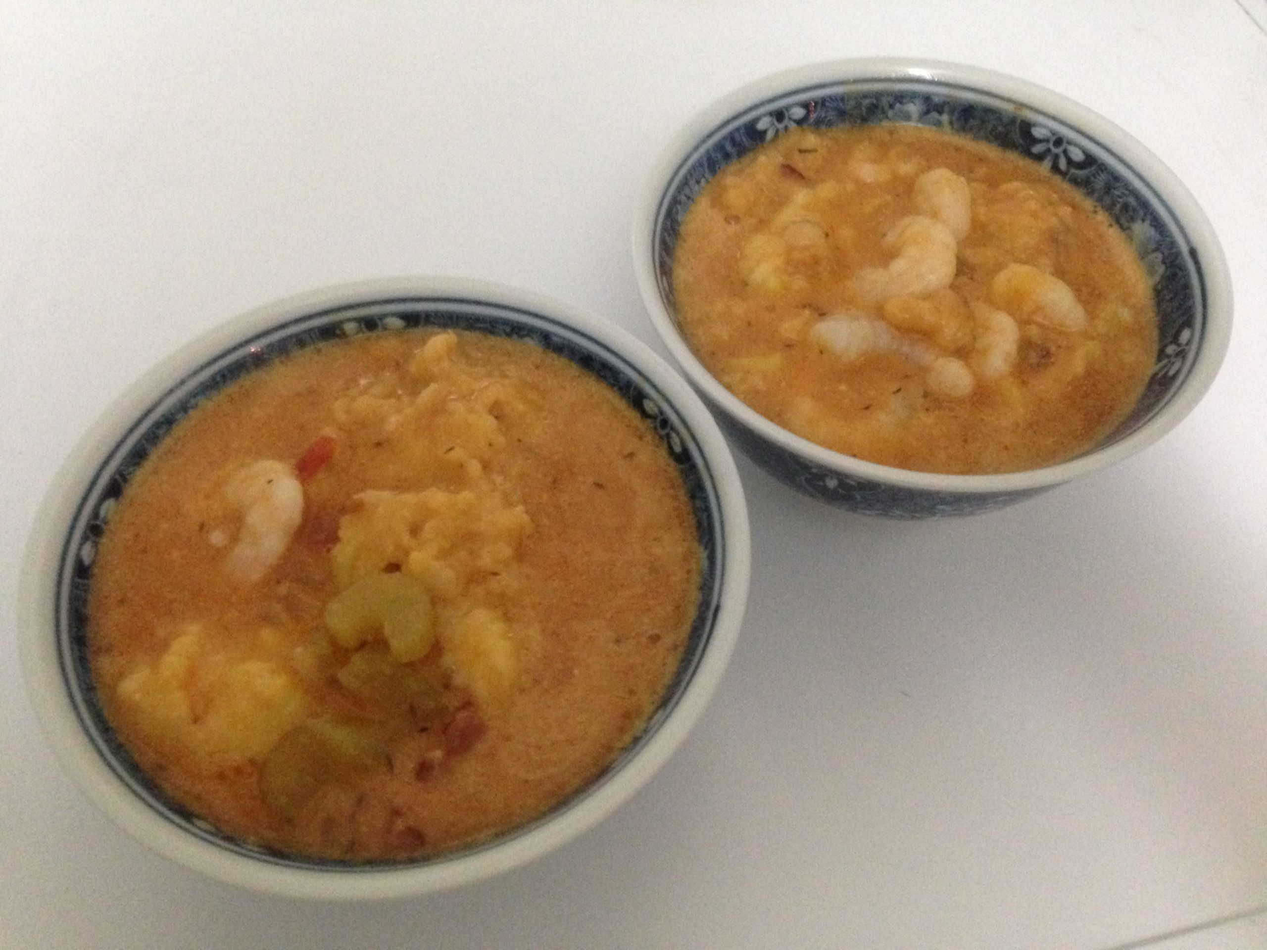 Shrimp Creole Soup
 Creamy Shrimp Creole Soup w Bacon Cornmeal Dumplings