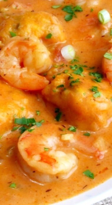 Shrimp Creole Soup
 Creamy Shrimp Creole Soup with Bacon Cornmeal dumplings