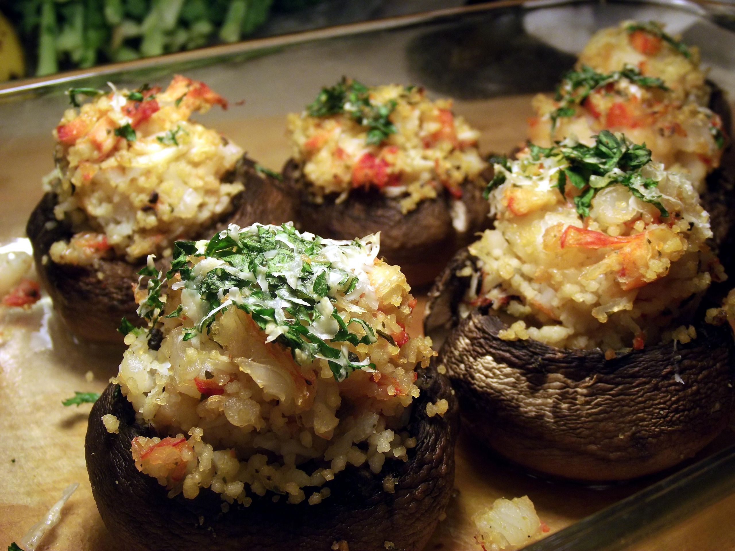 Shrimp Stuffed Mushroom Recipes
 Shrimp & Crab Stuffed Mushrooms With Cous Cous And Creamed