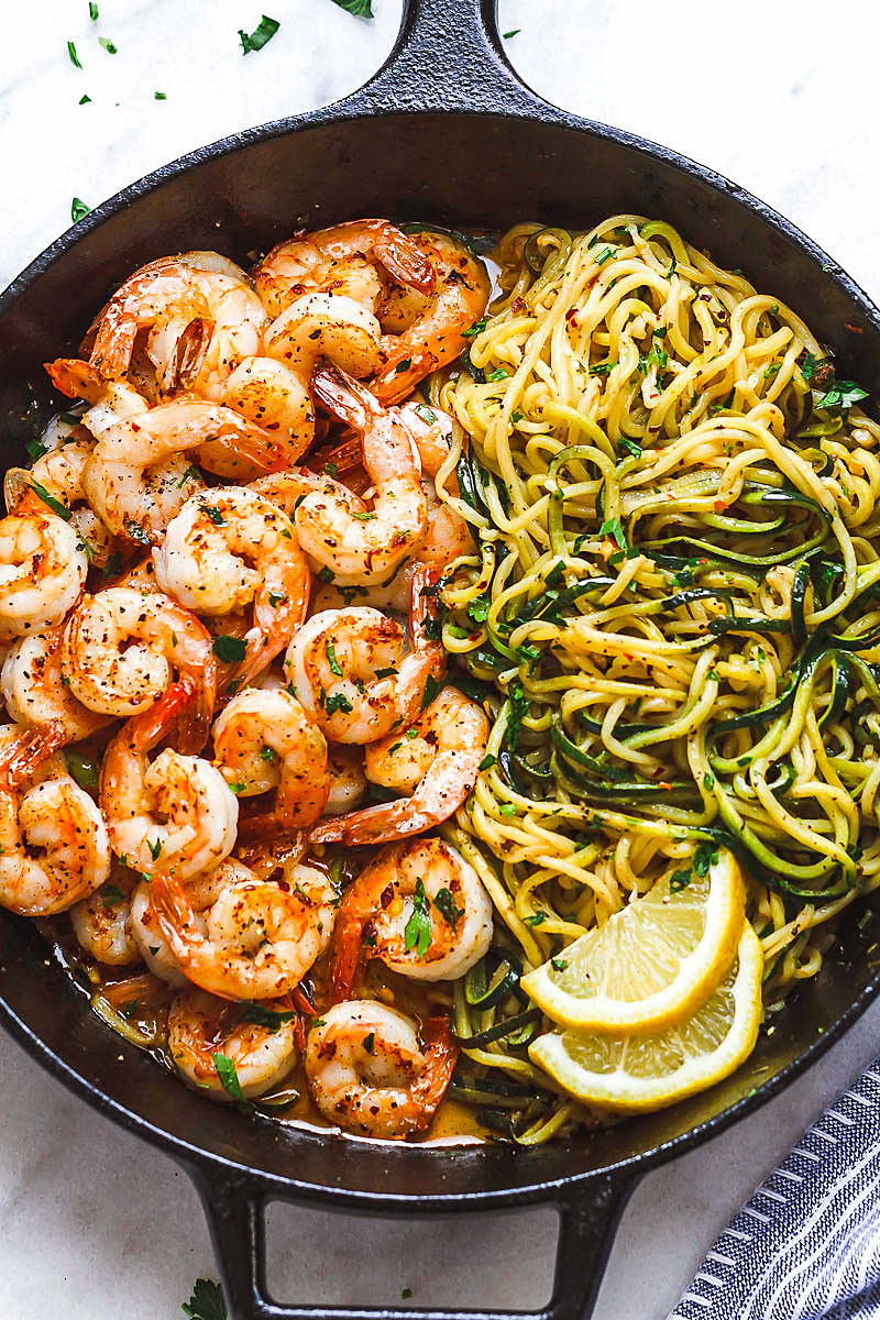 Shrimp Zucchini Noodles
 Lemon Garlic Butter Shrimp Recipe with Zucchini Noodles