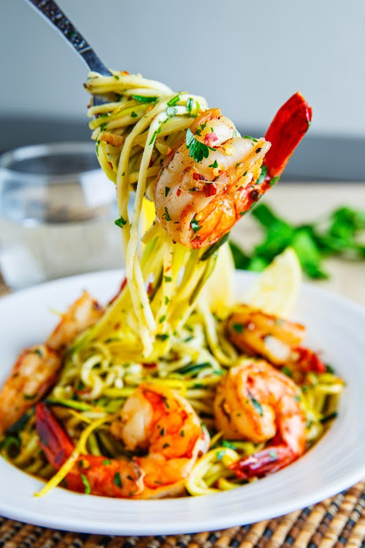 Shrimp Zucchini Noodles
 Shrimp Scampi with Zucchini Noodles on Closet Cooking