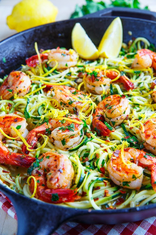 Shrimp Zucchini Noodles
 Shrimp Scampi with Zucchini Noodles on Closet Cooking