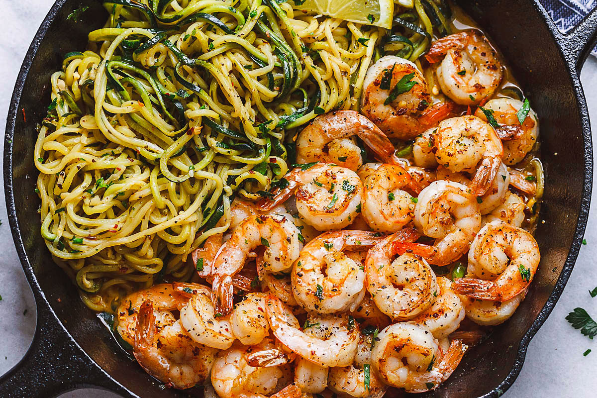 Shrimp Zucchini Noodles
 Lemon Garlic Butter Shrimp Recipe with Zucchini Noodles