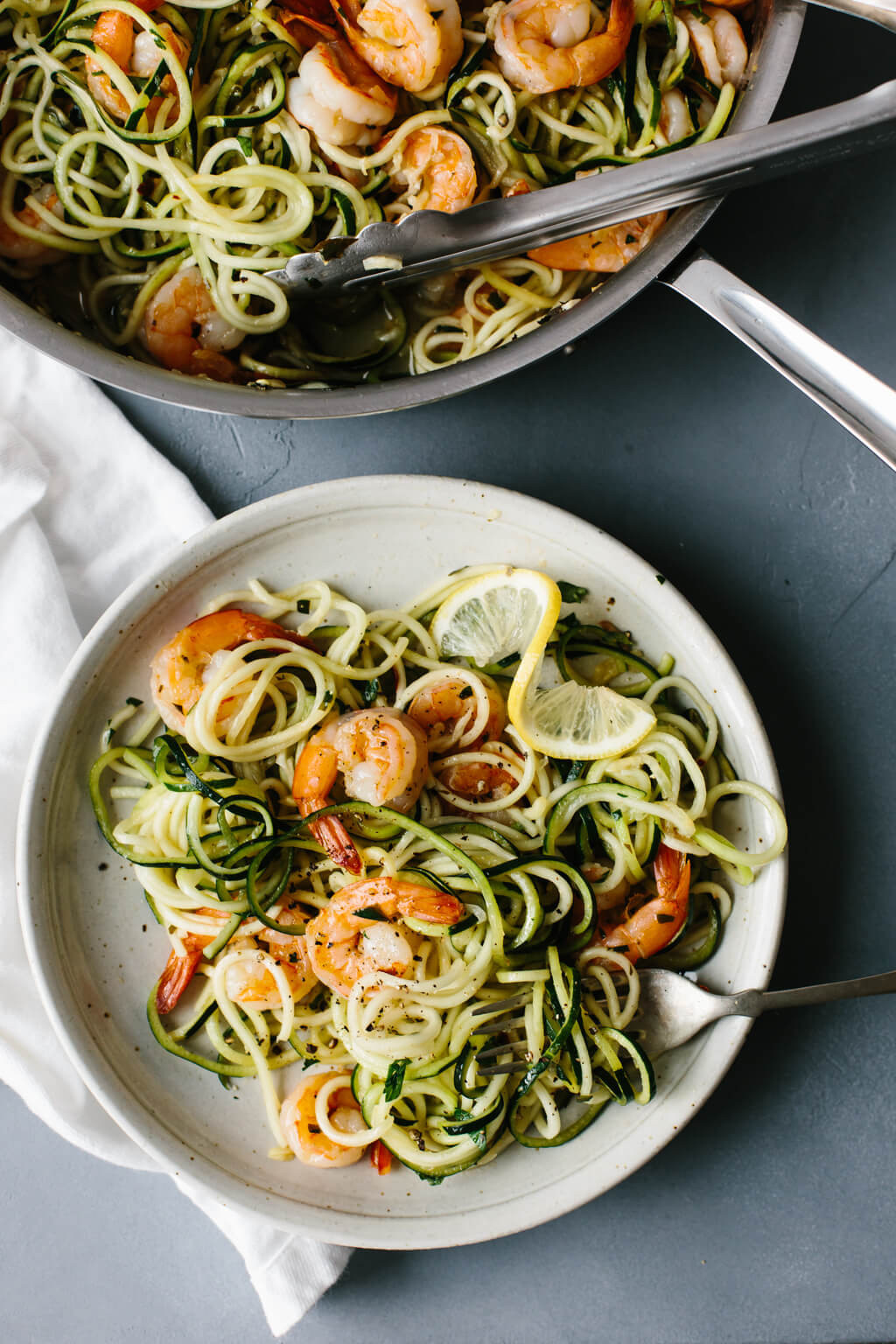 Shrimp Zucchini Noodles
 Zucchini Pasta with Lemon Garlic Shrimp Downshiftology