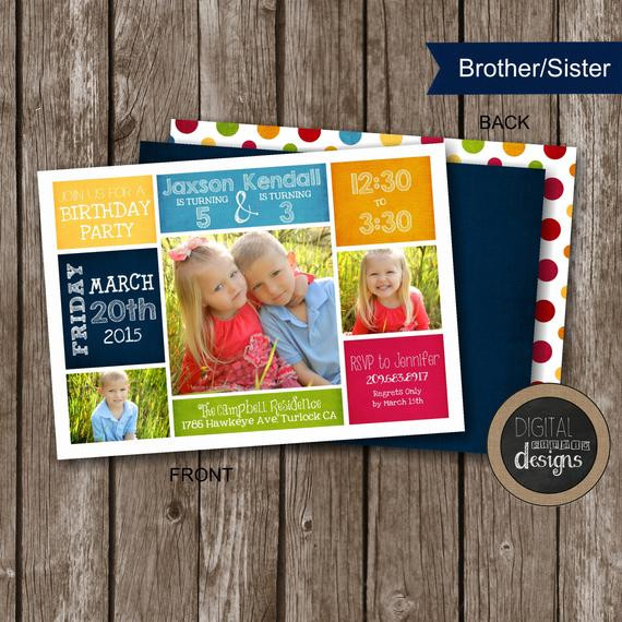 Sibling Birthday Party Invitations
 Joint Sibling Birthday Party Invitations by