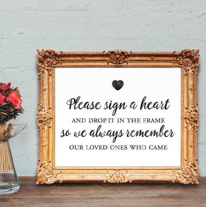 Signing Guest Book Wedding
 Wedding Guest Book Sign please sign a heart and drop it in