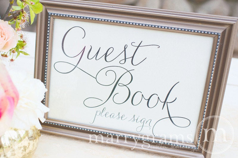 Signing Guest Book Wedding
 Guest Book Table Card Sign Wedding Reception Seating Signage