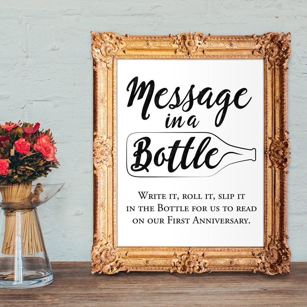 Signing Guest Book Wedding
 Wedding Guest Book Sign Message in a bottle anniversary