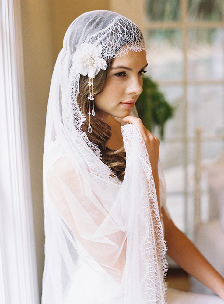 Silk Tulle Wedding Veil
 silk tulle bridal veil wedding blusher veil lace