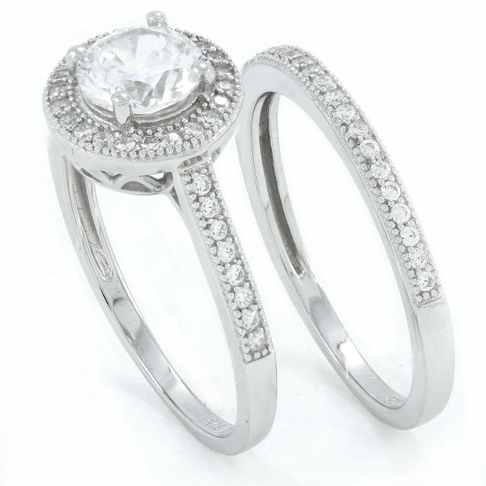 Silver Diamond Engagement Rings
 925 sterling silver round cut simulated diamond