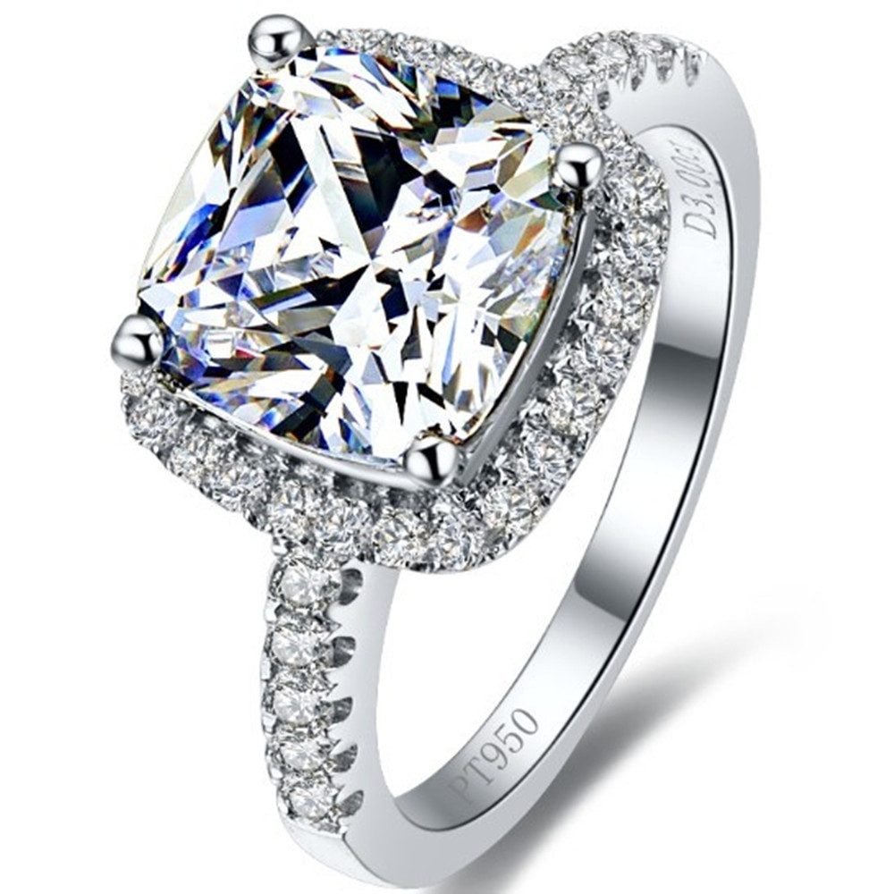 Silver Diamond Engagement Rings
 Hot sale 3 Carat Cushion Cut Cushion Synthetic Diamonds