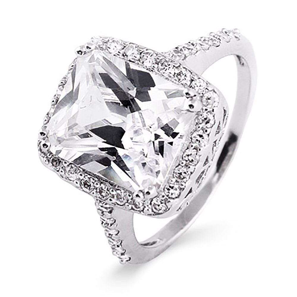 Silver Diamond Engagement Rings
 Celebrity Inspired Diamond CZ Silver Engagement Ring