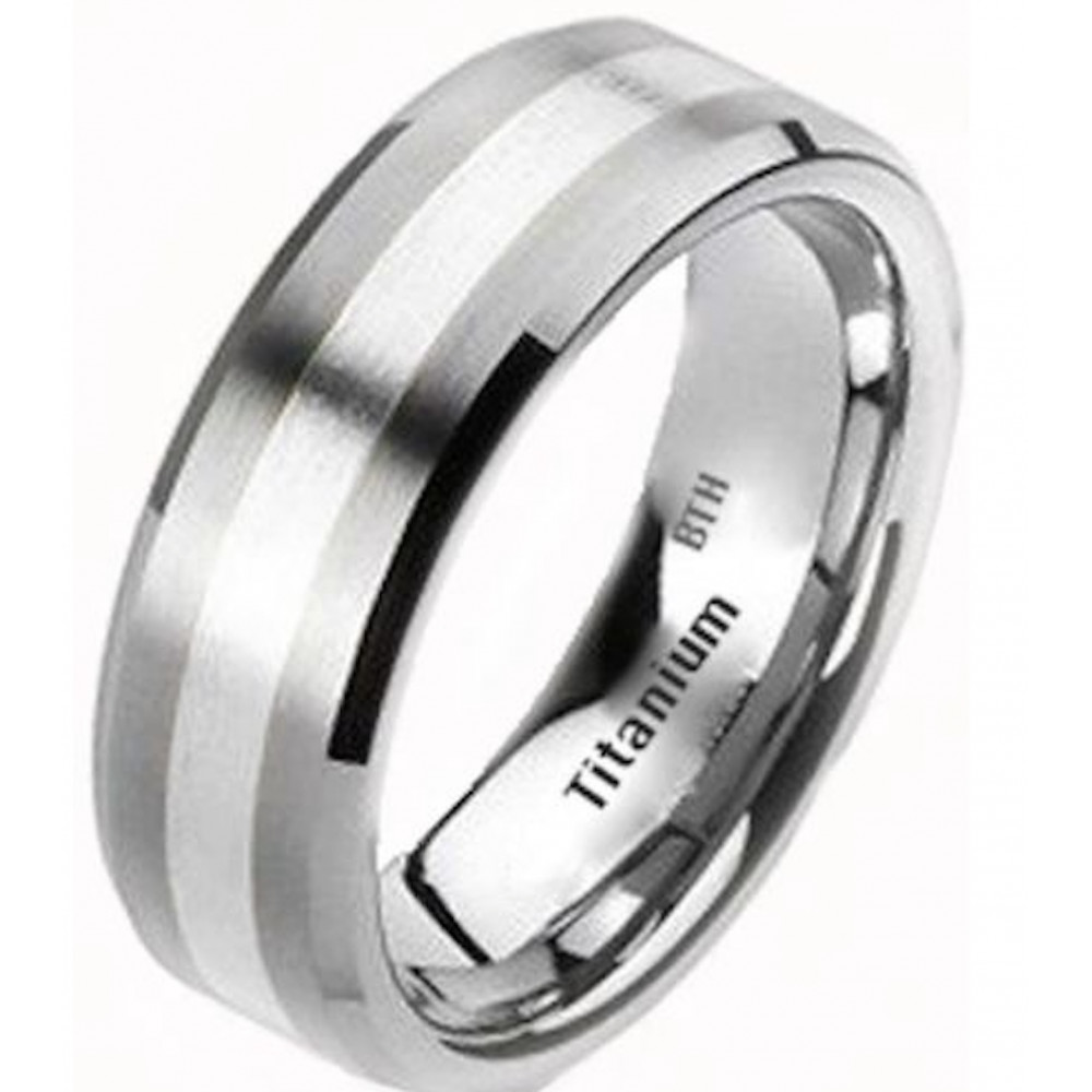 Silver Wedding Rings For Men
 Mens Titanium Sterling Silver Wedding Band